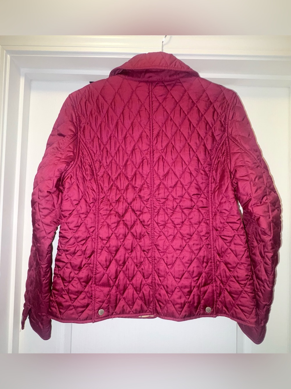 L.L. Bean Quilted Snap-Front Jacket in Deep Raspberry - Picture 5 of 8